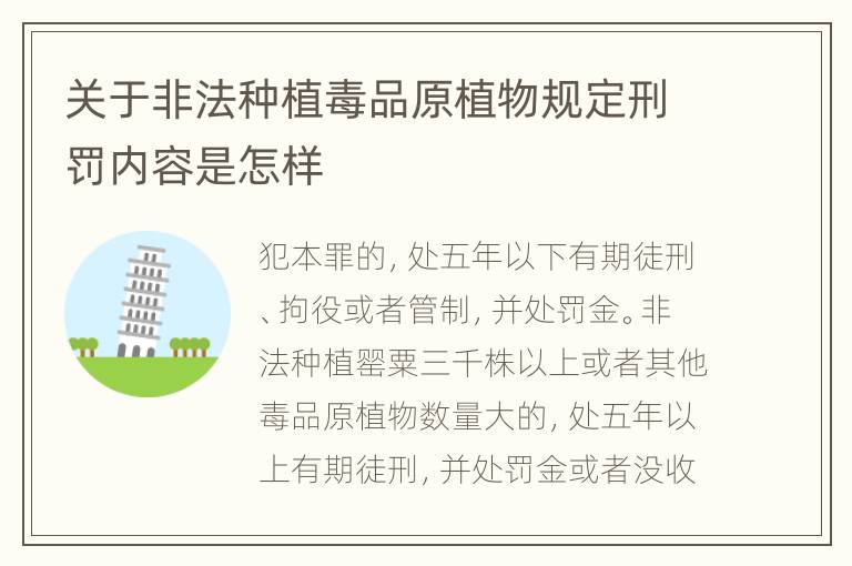 关于非法种植毒品原植物规定刑罚内容是怎样