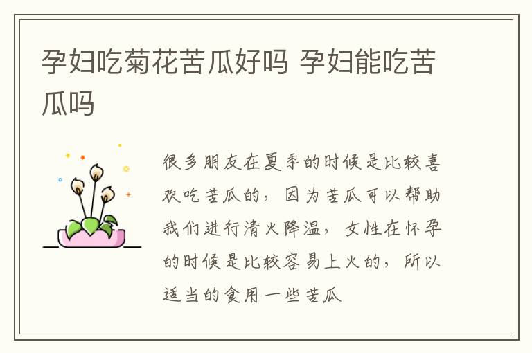孕妇吃菊花苦瓜好吗 孕妇能吃苦瓜吗
