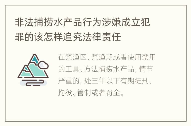 非法捕捞水产品行为涉嫌成立犯罪的该怎样追究法律责任