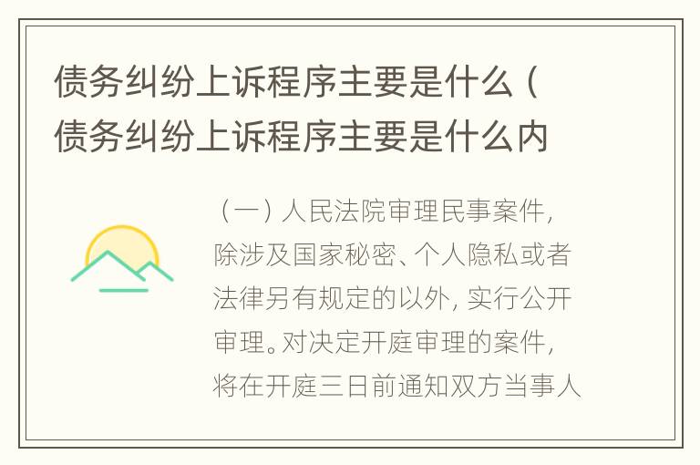 债务纠纷上诉程序主要是什么（债务纠纷上诉程序主要是什么内容）