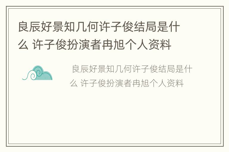 良辰好景知几何许子俊结局是什么 许子俊扮演者冉旭个人资料