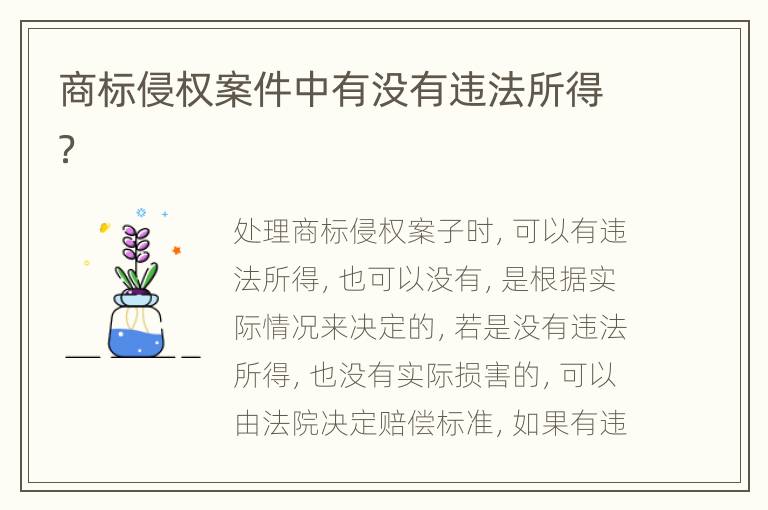 商标侵权案件中有没有违法所得？