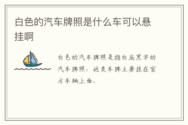 白色的汽车牌照是什么车可以悬挂啊
