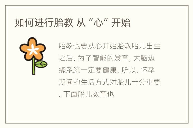如何进行胎教 从“心”开始
