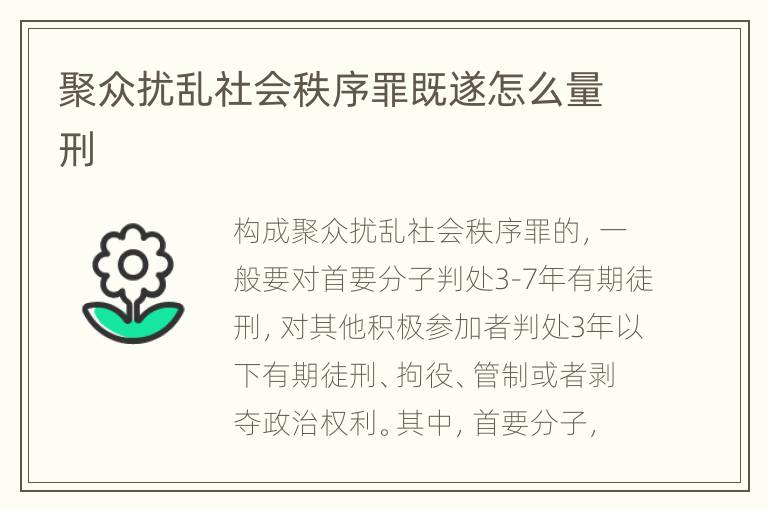 聚众扰乱社会秩序罪既遂怎么量刑