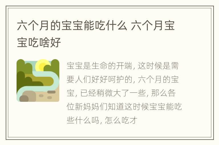 六个月的宝宝能吃什么 六个月宝宝吃啥好