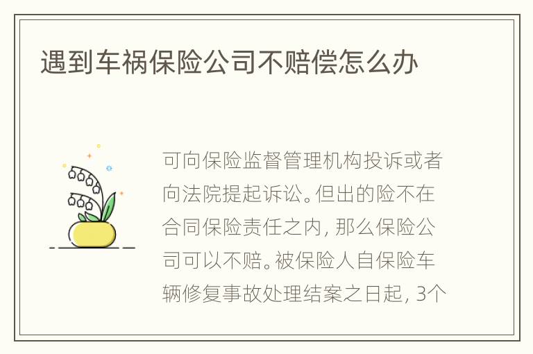 遇到车祸保险公司不赔偿怎么办