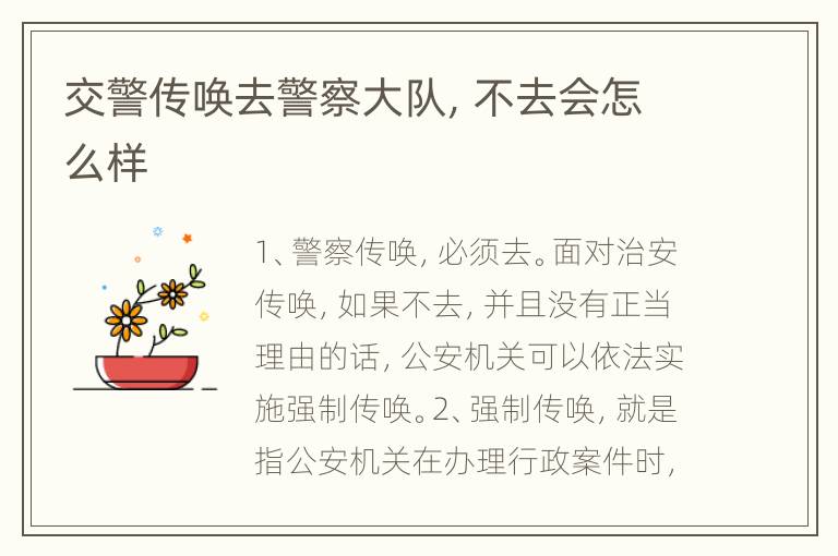 交警传唤去警察大队，不去会怎么样