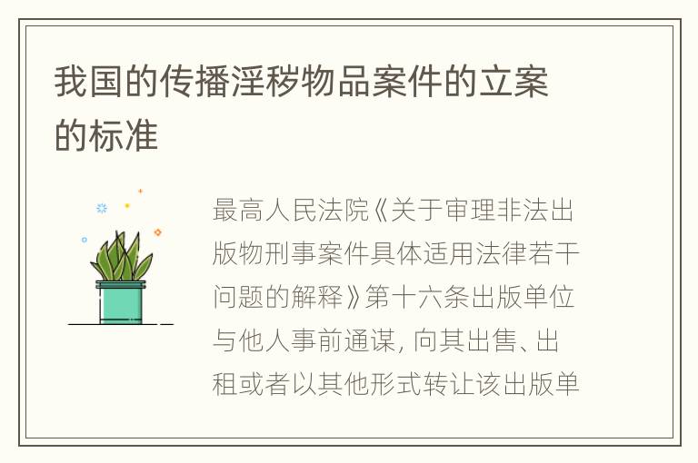 我国的传播淫秽物品案件的立案的标准