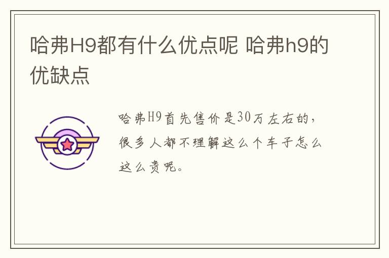 哈弗H9都有什么优点呢 哈弗h9的优缺点