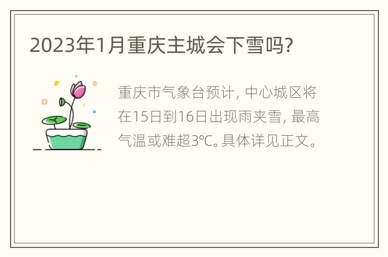 2023年1月重庆主城会下雪吗？