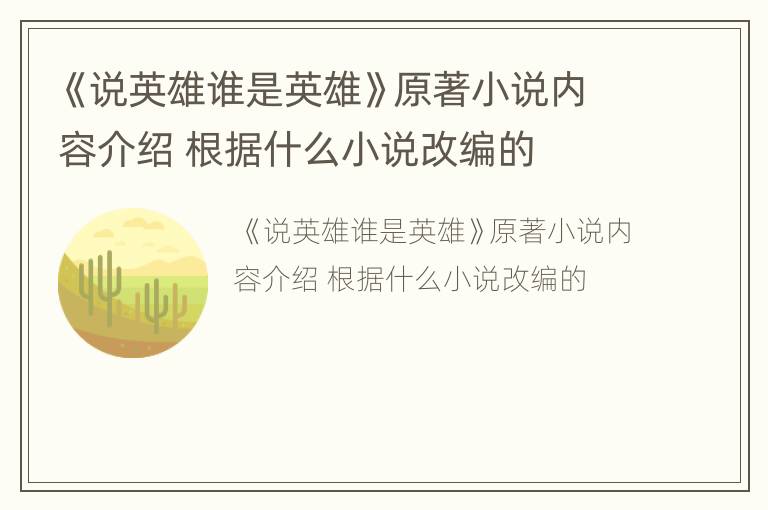《说英雄谁是英雄》原著小说内容介绍 根据什么小说改编的