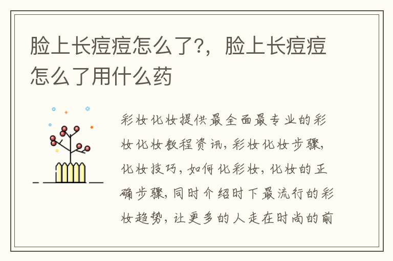 脸上长痘痘怎么了?，脸上长痘痘怎么了用什么药