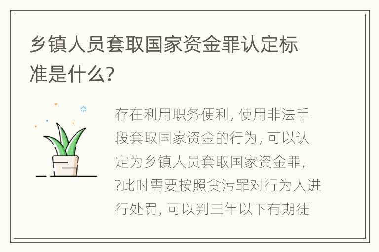 乡镇人员套取国家资金罪认定标准是什么？