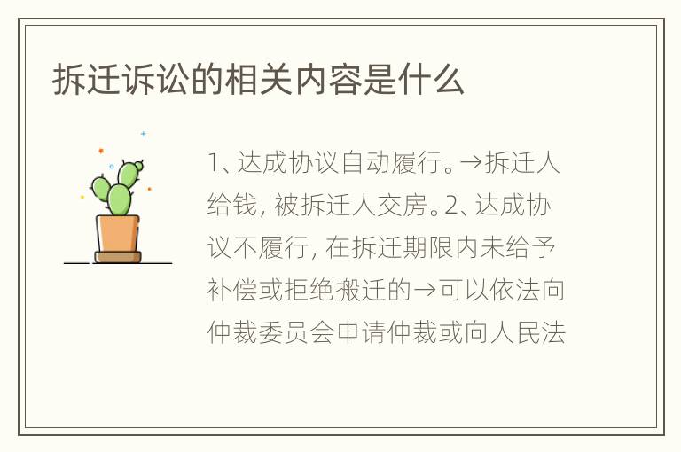 拆迁诉讼的相关内容是什么