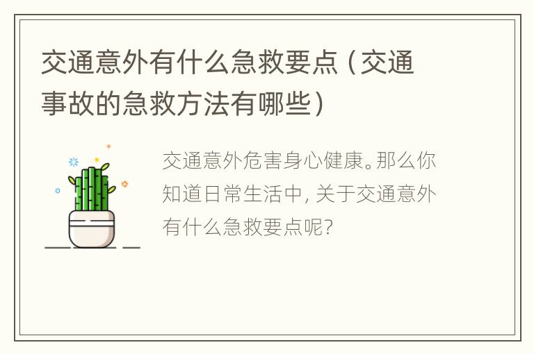 交通意外有什么急救要点（交通事故的急救方法有哪些）