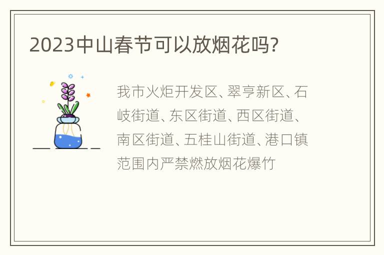 2023中山春节可以放烟花吗？