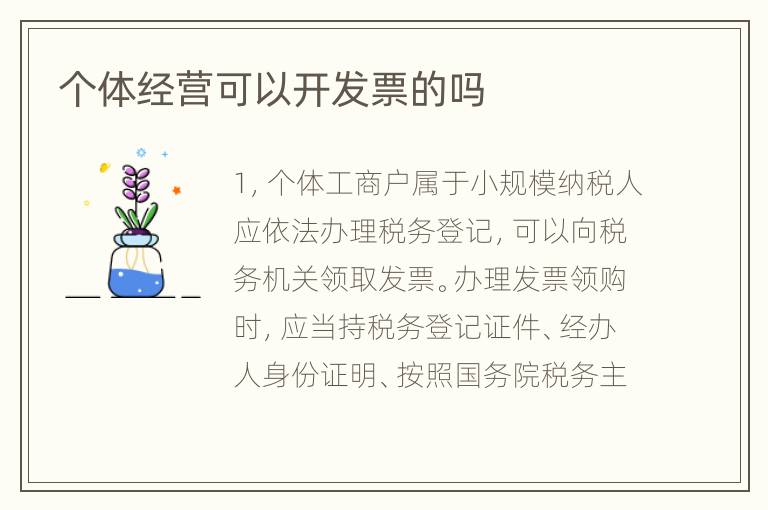 个体经营可以开发票的吗