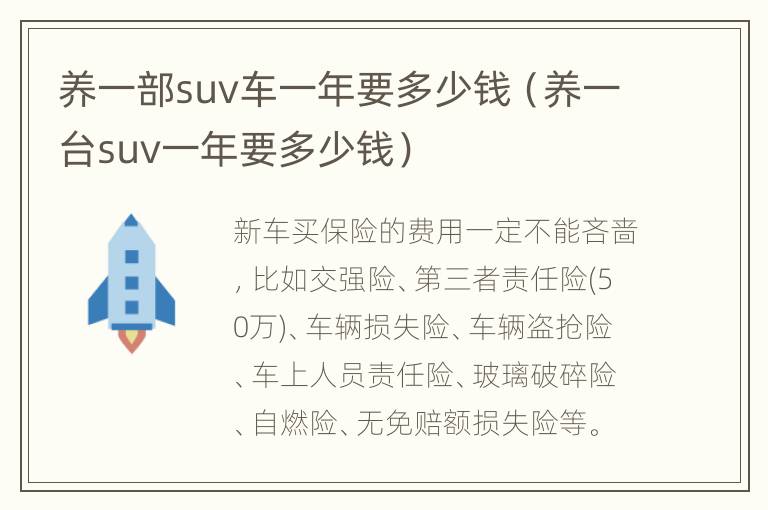 养一部suv车一年要多少钱（养一台suv一年要多少钱）