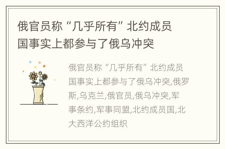 俄官员称“几乎所有”北约成员国事实上都参与了俄乌冲突