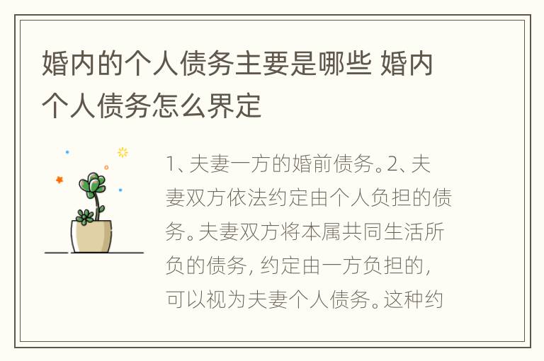 婚内的个人债务主要是哪些 婚内个人债务怎么界定
