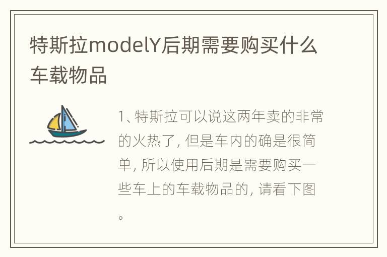 特斯拉modelY后期需要购买什么车载物品