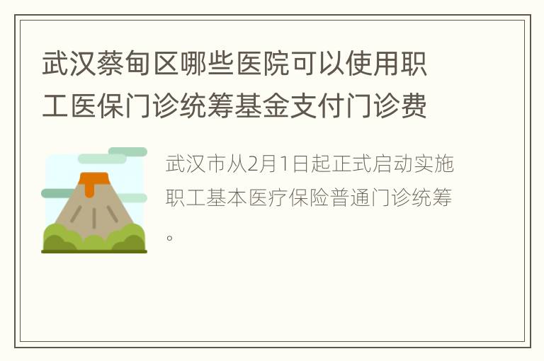 武汉蔡甸区哪些医院可以使用职工医保门诊统筹基金支付门诊费用？