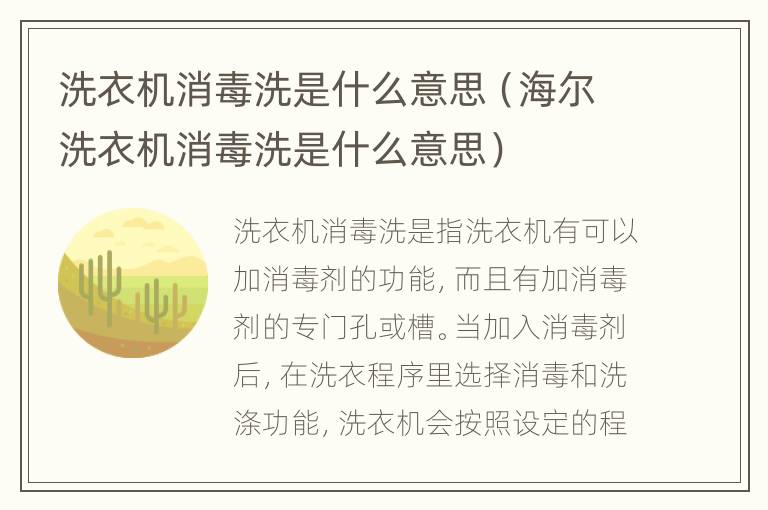 洗衣机消毒洗是什么意思（海尔洗衣机消毒洗是什么意思）