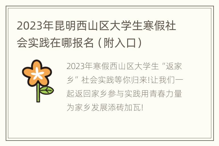 2023年昆明西山区大学生寒假社会实践在哪报名（附入口）