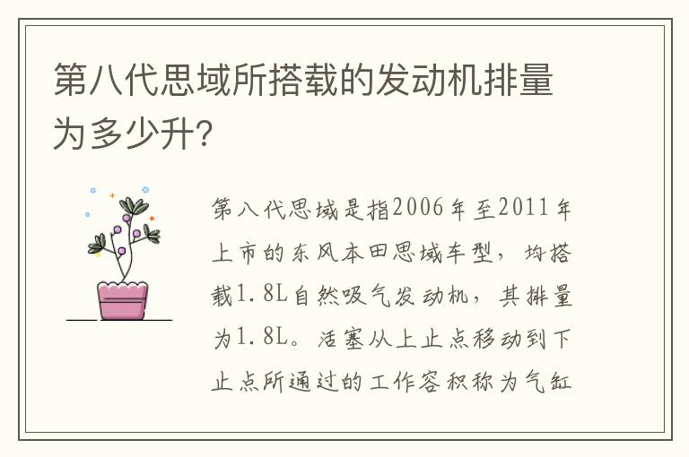 第八代思域所搭载的发动机排量为多少升？