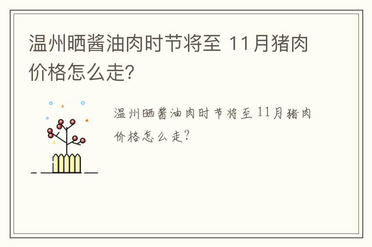 温州晒酱油肉时节将至 11月猪肉价格怎么走？