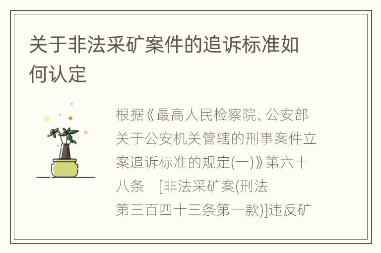 关于非法采矿案件的追诉标准如何认定