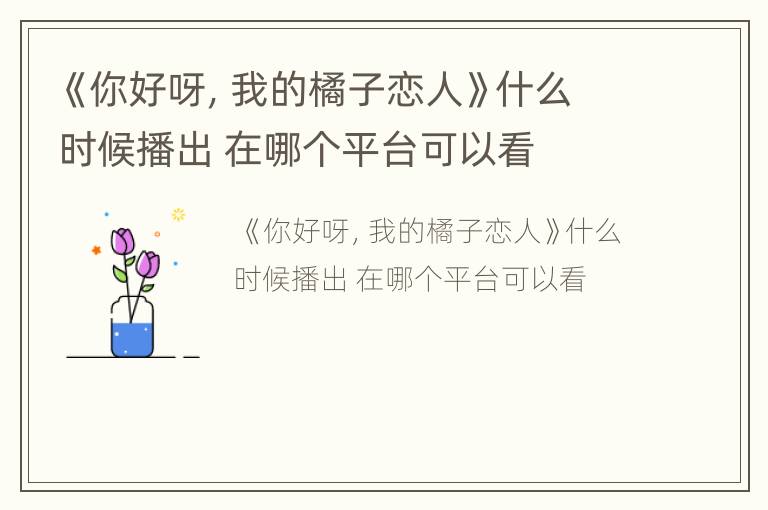 《你好呀，我的橘子恋人》什么时候播出 在哪个平台可以看