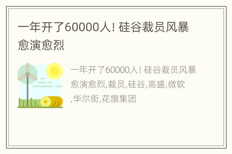 一年开了60000人！硅谷裁员风暴愈演愈烈