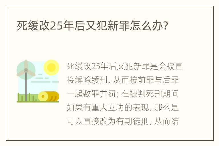 死缓改25年后又犯新罪怎么办？