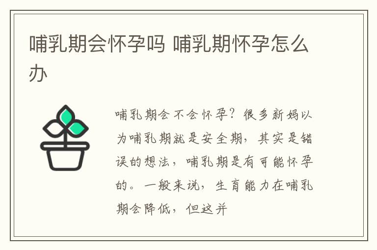 哺乳期会怀孕吗 哺乳期怀孕怎么办