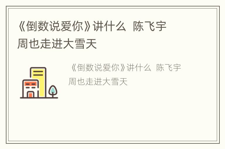 《倒数说爱你》讲什么  陈飞宇周也走进大雪天
