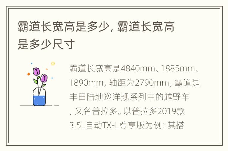 霸道长宽高是多少，霸道长宽高是多少尺寸