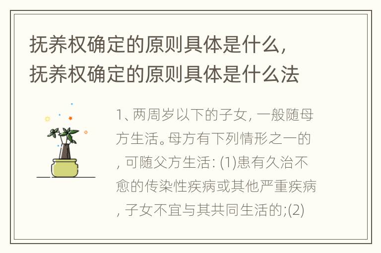 抚养权确定的原则具体是什么，抚养权确定的原则具体是什么法律