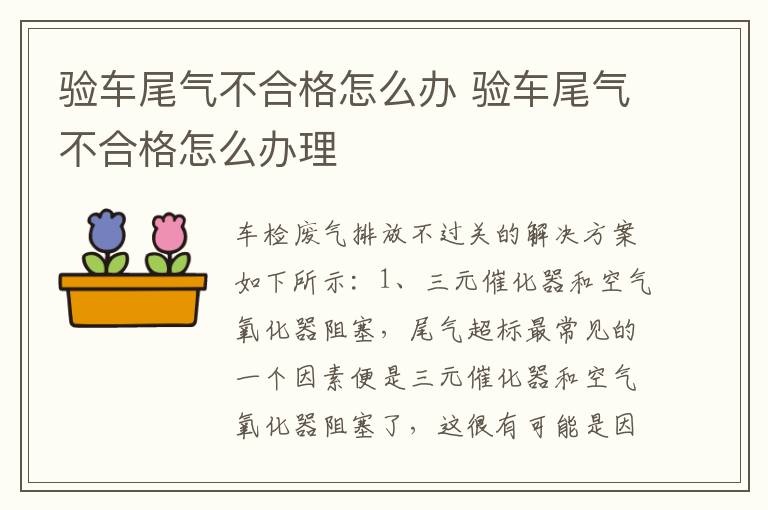 验车尾气不合格怎么办 验车尾气不合格怎么办理