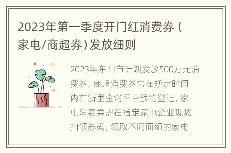 2023年第一季度开门红消费券（家电/商超券）发放细则
