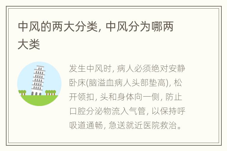 中风的两大分类，中风分为哪两大类