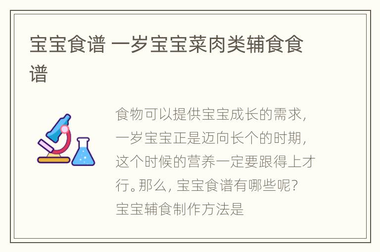 宝宝食谱 一岁宝宝菜肉类辅食食谱