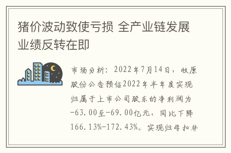 猪价波动致使亏损 全产业链发展业绩反转在即