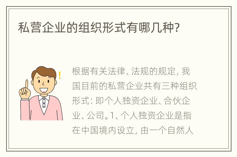 私营企业的组织形式有哪几种？