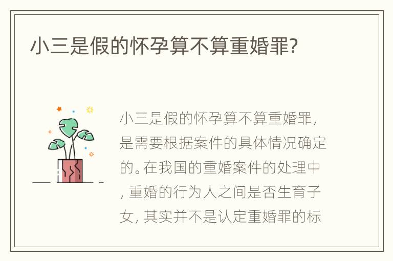 小三是假的怀孕算不算重婚罪？