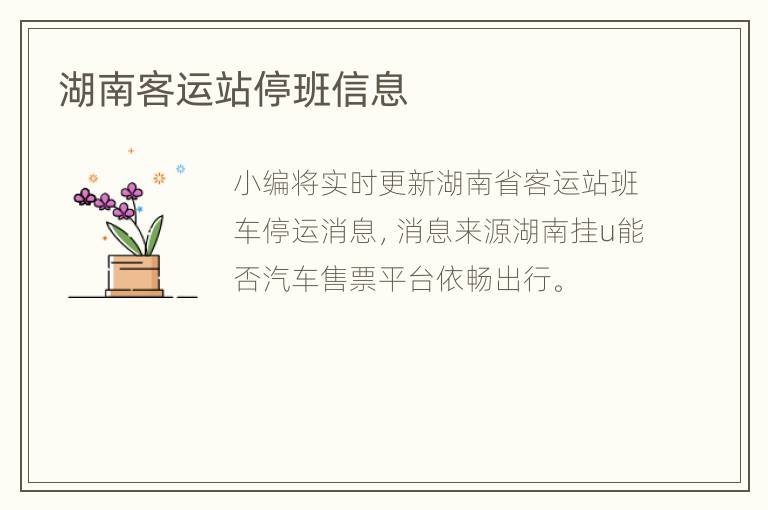 湖南客运站停班信息