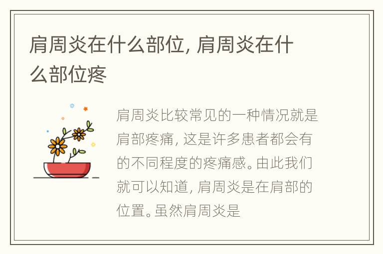 肩周炎在什么部位，肩周炎在什么部位疼