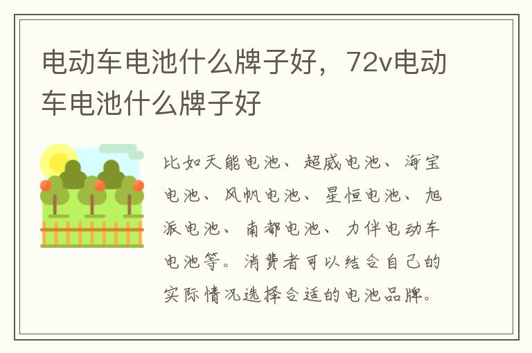 电动车电池什么牌子好，72v电动车电池什么牌子好