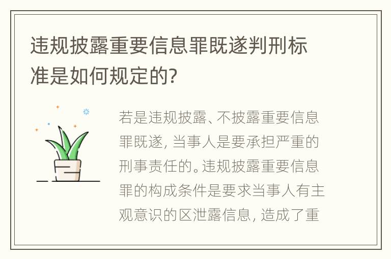 违规披露重要信息罪既遂判刑标准是如何规定的？